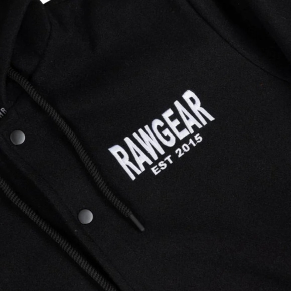 NEW  LA Rawgear Embroidered Letterman Jacket Hoodie Black - Picture 3 of 5